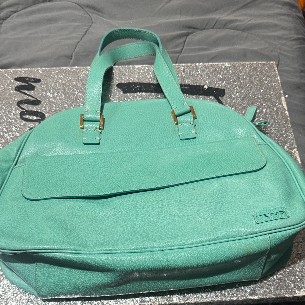 Fendi Aqua Leather Shoulder Bag